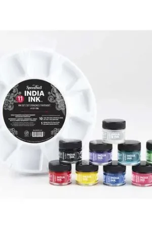 Set 10 x 12 ml d'encre indienne Speedball Authentique