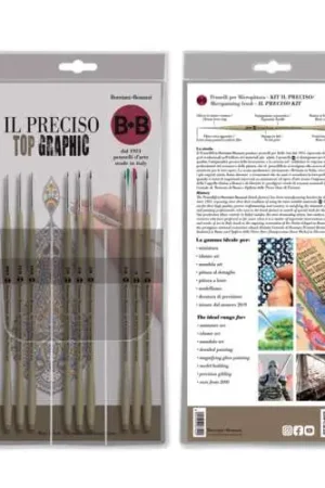 Set de 9 pinceaux Top Graphic - Il Preciso Borciani e Bonazzi Seulement Aujourd'hui