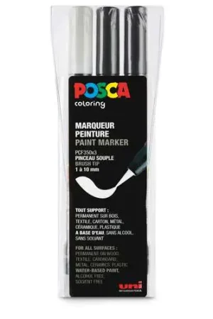 Set de 3 feutres pointe pinceau PCF-350 Posca Populaire