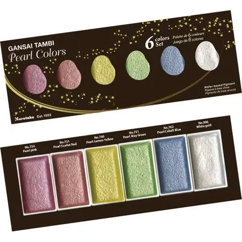 Coffrets de 6 couleurs nacrées Gansai Kuretake Expédié Aujourd'hui
