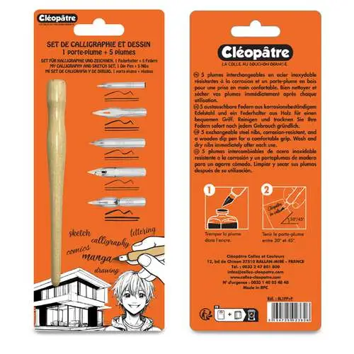 Porte-plume + 5 plumes Cléopâtre Expédition Rapide