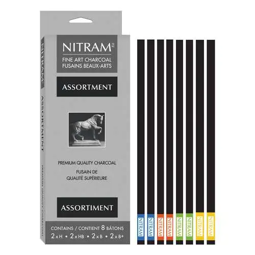 Populaire Assortiment de 8 bâtonnets pour fusains Nitram