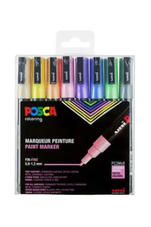 Coffret de 8 feutres pointe conique PC-3M pastels Posca Vente Directe