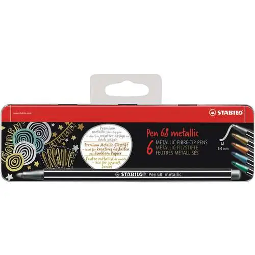 Paiement Sécurisé Boîte métal de 6 feutre métalliques Pen 68 Stabilo