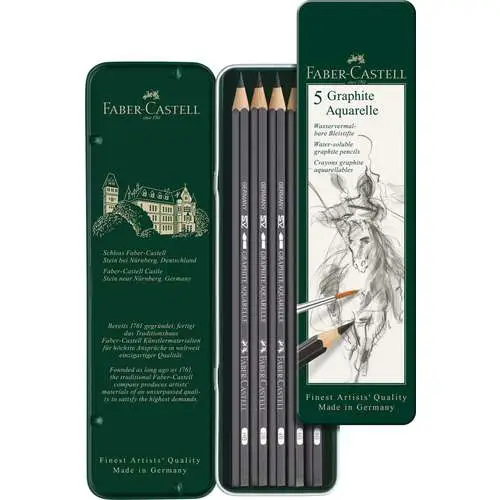Must-Have Boîte en métal de 5 crayons graphite aquarellables Faber Castell