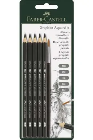 Offre Exclusive Set pinceau et 5 crayons graphite aquarellables Faber Castell