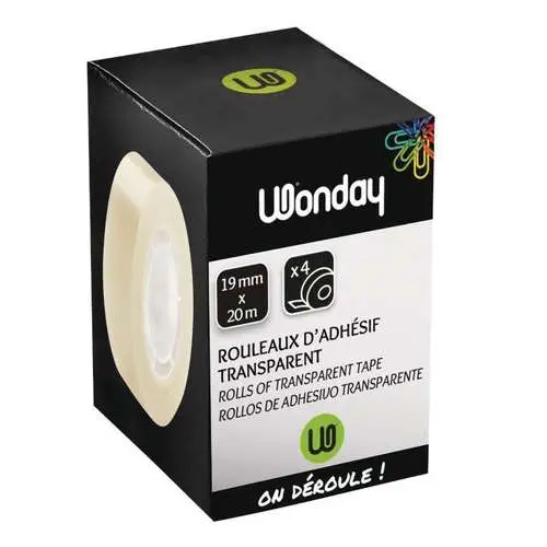 Offre Du Jour Lot de 4 rouleaux d'adhésif transparent Wonday
