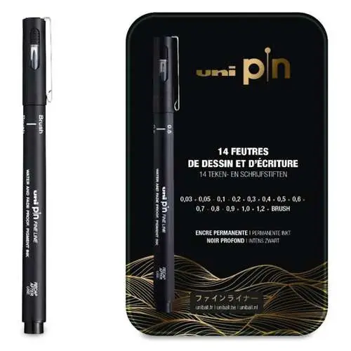 Prix Bas Coffret métal de 14 feutres Uni-Pin
