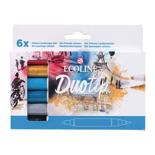 Set paysage urbain de 6 feutres Ecoline DuoTip Royal Talens Expédié Aujourd'hui