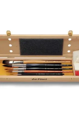 Pas Cher Coffret en bois de 5 pinceaux aquarelle