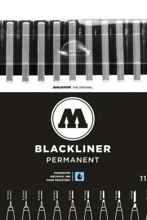 Dernier Modèle Set de 11 feutres Basic Blackliner Molotow