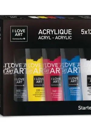 Retour Gratuit Starter Set - 5 tubes de 120ml d'acrylique I Love Art