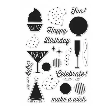 Tampons transparents 'Hero Arts' Birthday Celebration Qté 23 Vente Directe