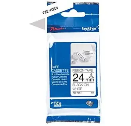Dernière Chance Ruban Cassette 24 mm P-Touch Cube 'Brother' Tissu Noir/Blanc