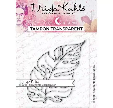 Tampon transparent 'Love In The Moon - Frida Kahlo®' Feuilles tropicales 3 Prix Cassé