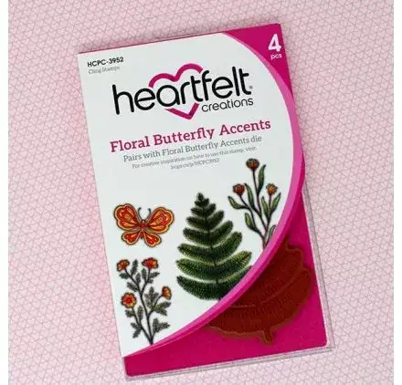 4 Tampons caoutchouc montés mousse 'Heartfelt Creations' Floral Butterfly Accents Affaire À Saisir