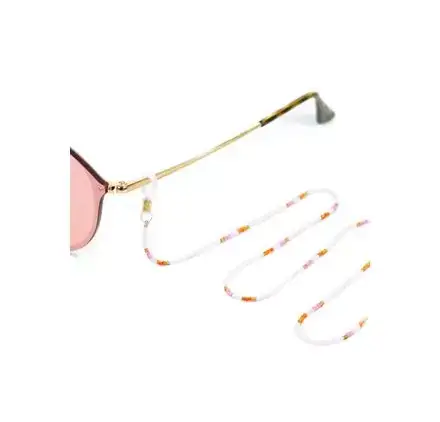 Cordon à lunettes en perles de rocailles 'La Fourmi Créative' Doré/Blanc/Rose 80 cm x 2.5 mm Nouvelle Collection