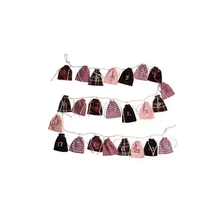 Calendrier de l'Avent 'Hotex' Sachets Rose/Prune 12x10 cm Achat Immédiat