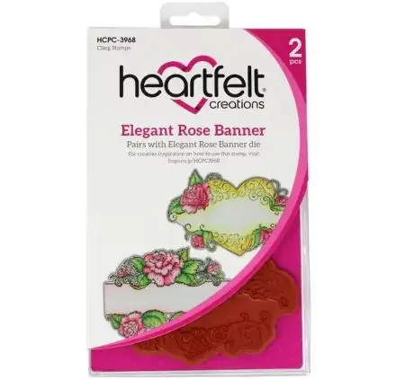 Produit De Marque 2 Tampons caoutchouc montés mousse 'Heartfelt Creations' Elegant Rose Banner