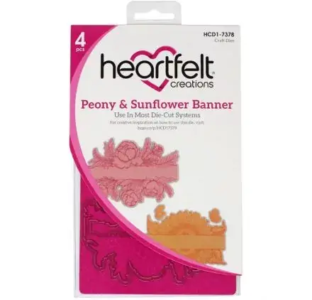 4 Dies / Matrices de découpe 'Heartfelt Creations' Peony & Sunflower Banner Vente Directe