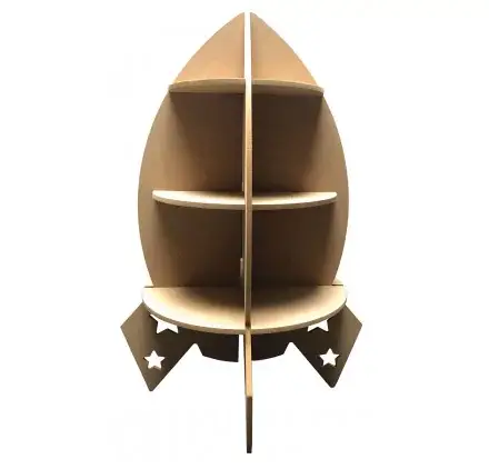 Haute Qualité Support en bois 'Gomille' Fusée 3D 28x58 cm
