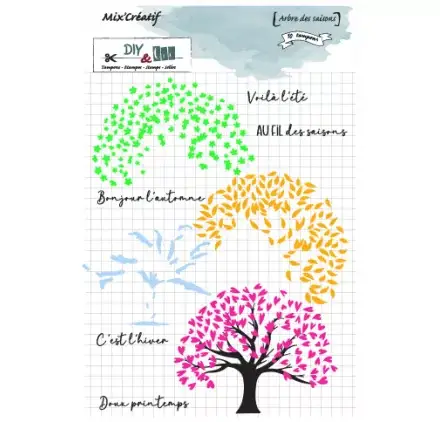 10 Tampons transparents 'DIY & Cie - Ensemble' Arbre des saisons Commander Maintenant