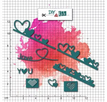 Dies / Matrices de découpe 'DIY & Cie - Ensemble' Pente de coeurs Prix Promo