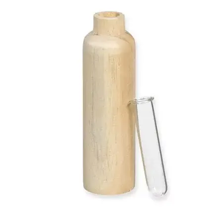 Vase en bois avec tube en verre 'Halbach' 5.3x18 cm Nouveauté