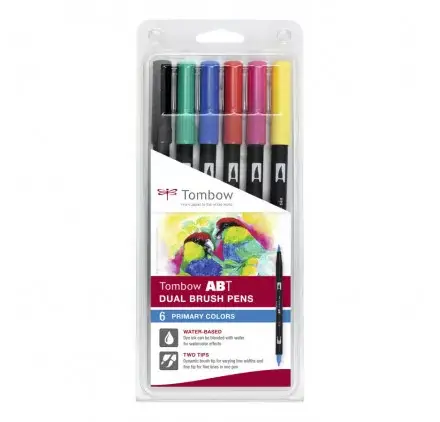 Commande En Gros Set de 6 feutres 'Tombow - ABT Dual Brush Pen' Primaires