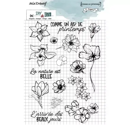Marque 16 Tampons transparents 'DIY & Cie - En plein champs' Comme un printemps