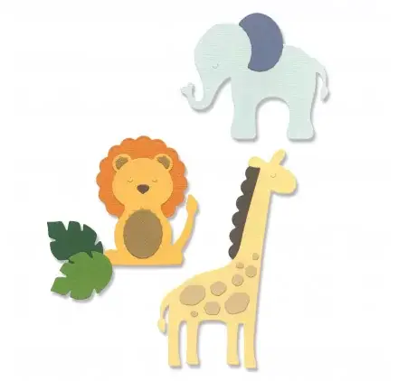 8 Dies/ Matrices de découpe Thinlits 'Sizzix' Animaux de zoo basiques Commande En Gros