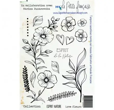 Offre Limitée Tampon caoutchouc monté mousse 'La Petite Française - Esprit Nature' Love fleurs