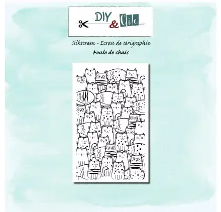 Retour Gratuit Pochoir de sérigraphie 15x10 cm 'DIY & Cie - Nos amis les bêtes' Foule de Chats