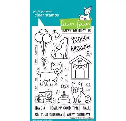 Tampons transparents 'Lawn Fawn' Yappy Birthday Prix Bas
