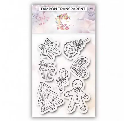 Tampons transparents 'Love In The Moon' Noël et pain d'épices Promotion Saisonnière