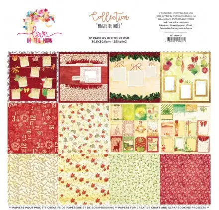Assortiment de 12 papiers doubles 30x30 'Love In The Moon' Magie de Noël' Acheter En Ligne