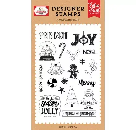 19 Tampons transparents 'Echo Park Paper - Have a Holly Jolly Christmas' Let it Snow Globe Acheter Direct