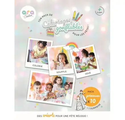 Pack Fêtes Coloriages gonflables 'Ara Créative' 10 Princesses Acheter En Ligne