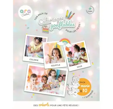 Certifié Pack Fêtes Coloriages gonflables 'Ara Créative' 10 Animaux Marins