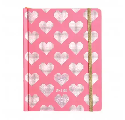 Must-Have Agenda A6 'Rico Design - Paper Poetry' Coeurs Pixels Août 2024 - Décembre 2025 (daté 17 mois)