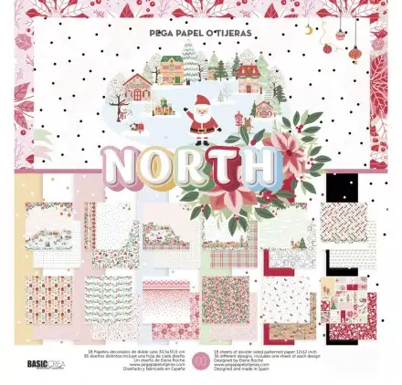 Satisfait Ou Remboursé Assortiment de 18 papiers doubles 30x30 'BasicCrea - North'