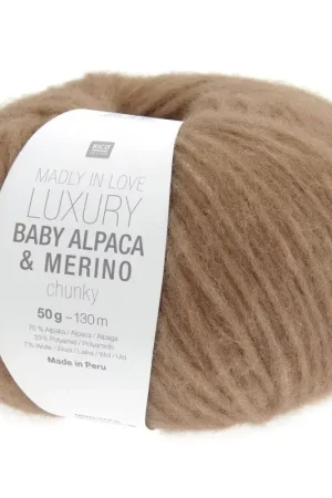 Pelote de laine 'Rico Design - Luxury Baby Alpaca + Merino Chunky' Cannelle 50g 130m Seulement Aujourd'hui