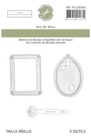 5 Dies / Matrices de découpe 'Mes P'tits Ciseaux - La clé du Bonheur' Miroirs Promotion Saisonnière