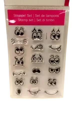 Promotion Saisonnière Tampons Transparents Expressions Visages – lot de 19