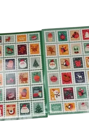 Lot de 2 planches de gommettes timbres de Noël – 60 pièces Expédition Rapide