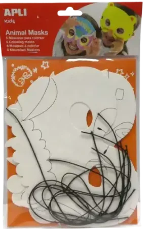 Soldes Masques animaux en carton à colorier x6 avec élastiques