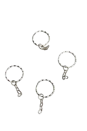 Usine Directe Anneaux de porte-clés argentés 25 mm avec chaînette – Lot de 4
