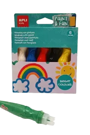 Pinceaux avec Peinture APLI – Lot de 6 couleurs Vente Directe