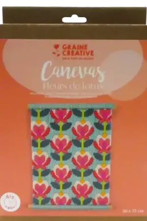 Commander Vite Kit Canevas "Fleurs de Lotus" GRAINE CREATIVE