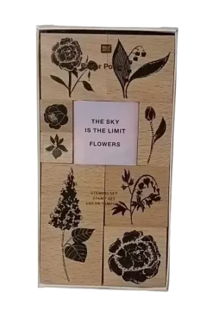 Jusqu'à Épuisement Des Stocks Tampons bois RICO Design "Fleur" x9 + encreur noir